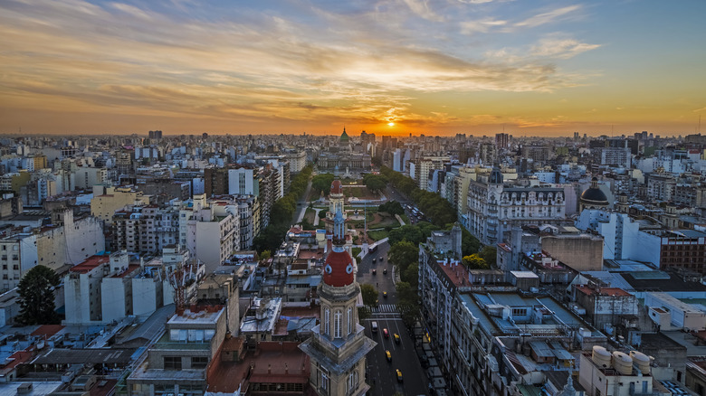 Aerial view of Buenos Aires dusk